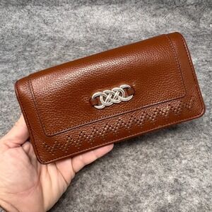 Brighton Interlok Weave Rockmore Large Wallet Brown Crossbody